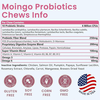 Probiotics for Dogs - Dog Probiotics for Gut Health & Digestive Health, Support Immune System, Diarrhea & Seasonal Allergies, Dog Supplement with Prebiotics & Digestive Enzymes, 180 Soft Chews