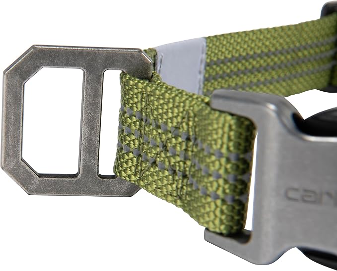 Carhartt Fully Adjustable Nylon Webbing Collars for Dogs, Reflective Stitching for Visibility, Light Moss (Nylon Webbing), Medium