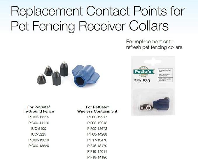 PetSafe Collar Replacement Contact Points Kit for Pet Fencing Receiver Collars - Compatible with Stay and Play Dog & Cat and YardMax Fence Collars - includes 2 Short, 2 Long Points, 1 Probe Wrench