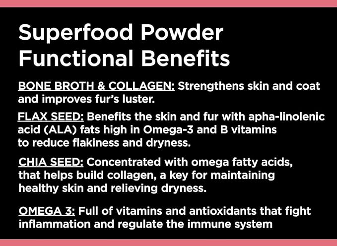 Nature's Diet Pet Bone Broth Protein Powder with Collagen, Chia Seed, Flax Seed & Omega 3 (Skin & Coat, 6 oz (60 Servings))
