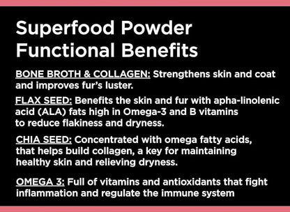 Nature's Diet Pet Bone Broth Protein Powder with Collagen, Chia Seed, Flax Seed & Omega 3 (Skin & Coat, 6 oz (60 Servings))