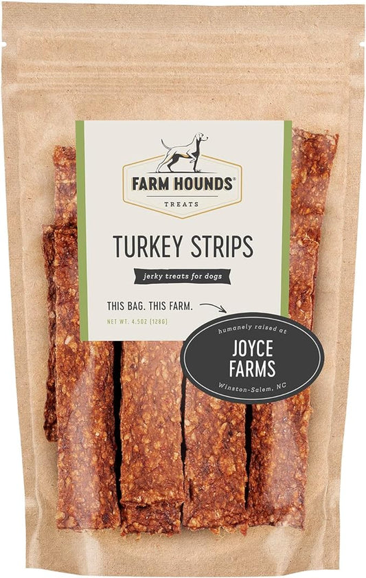 Farm Hounds Turkey Strips for Dogs, Natural & Healthy Dog Jerky Treats, Dog Chews & Snacks for Training & Rewarding, Made in USA, Turkey Strip Treat, 4.5oz