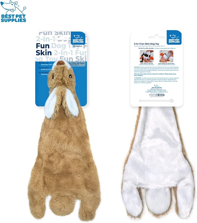 Best Pet Supplies Stuffing Free Squeaky Dog Toys for Small Dogs, Medium Dogs, and Large Dogs, Durable, Best Dog Chew Toy for Teething Puppy, Indoor Play, Holds Plastic Bottle - Hare, Medium