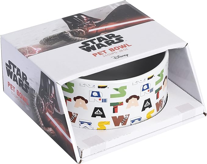 STAR WARS for Pets Character Dog Feeding Bowl, 6 Inch | STAR WARS Dog Food Bowl Holds up to 3.5 Cups of Water, Dry Food, or Wet Food | Officially Licensed STAR WARS Product,White,(Pack of 1),FF13179
