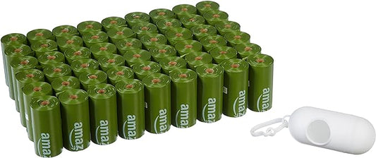 Amazon Basics Dog Poop Bag with Dispenser and Leash Clip, Unscented, 13 x 9 Inches - 810 Count (15 Bags per Roll, 54 Rolls)