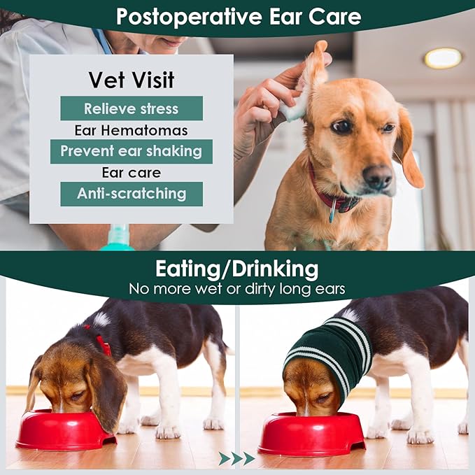 IECOii Ear Covers for Dogs,Quiet Ear Covers Hood for Noise,Warm Stretchy Pet Ear Protector for Bathing and Grooming,Dog Ear Muffs Noise Protection-Vacuum Cleaner,Calming Snoods for Dogs Large,Green-L