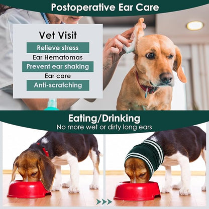 IECOii Ear Covers for Dogs,Quiet Ear Covers Hood for Noise,Warm Stretchy Pet Ear Protector for Bathing and Grooming,Dog Ear Muffs Noise Protection-Vacuum Cleaner,Calming Snoods for Dogs Large,Green-L