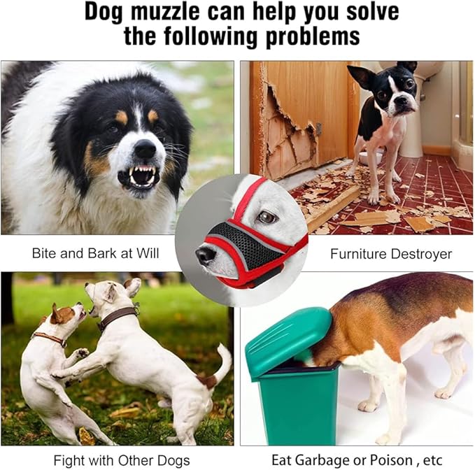 New Dog Muzzle, Breathable Drinkable Mesh Muzzle for Dogs,Anti Biting Barking Chewing,Grooming Muzzle for Dog with Anti-Drop Adjustable Anti-Drop &Shiny Reflective Strap in Night (Red, XS)