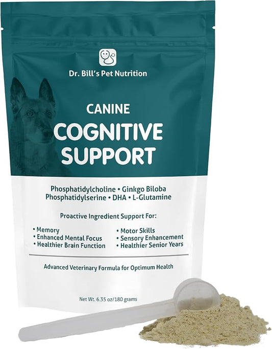 Dr. Bill’s Canine Cognitive Support | Memory Support Supplement Multivitamin for Dogs | Contains Gingko Biloba, L-Carnosine, Vitamin B-12, L-Glutamine, L-Tyrosine, and DHA for Adult and Senior Dog