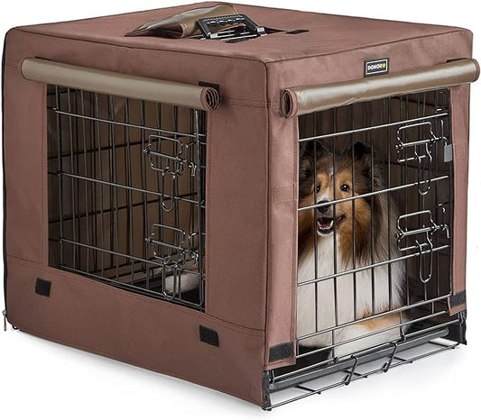 DONORO Dog Crates Kit for Small Size Dogs Indoor with Dog Crate Cover, Double Door Dog Kennels & Houses for Puppy and Cats, Collapsible Metal Contour Dog Cages (42-Inch Kit)