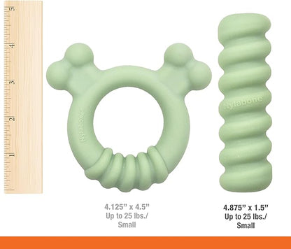 Nylabone Sensory Material Puppy Chew Toys Bundle - Puppy Teething Toys for Boredom & Stimulation - Puppy Supplies - Allergen-Free Peanut Butter and Chicken Flavor, Small/Regular (2 Count)