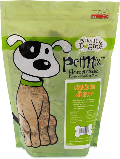 Healthy Dogma - PetMix Dehydrated Dog Food for Allergies - Grain Free, Freeze Dried, Raw, Homemade Dog Food (Chicken Dinner, 2 lbs)