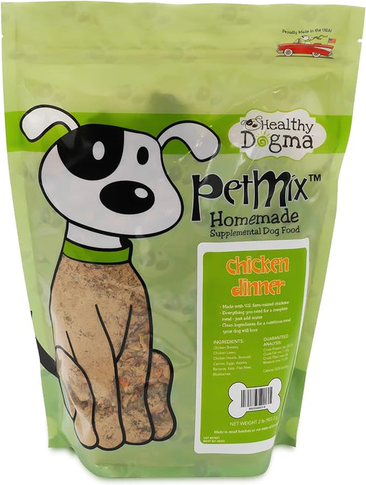 Healthy Dogma - PetMix Dehydrated Dog Food for Allergies - Grain Free, Freeze Dried, Raw, Homemade Dog Food (Chicken Dinner, 2 lbs)