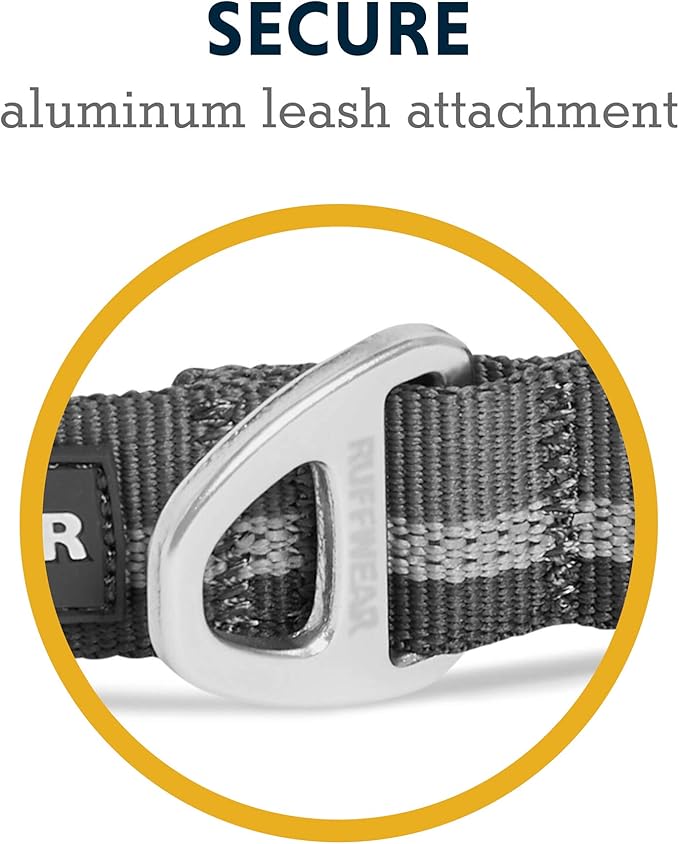 Ruffwear, Crag Dog Collar, Reflective and Comfortable Collar for Everyday Use, Granite Gray, 11"-14"