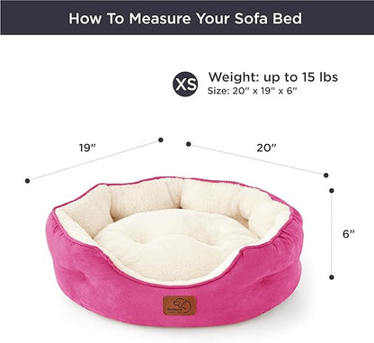 Bedsure Dog Beds for Small Dogs - Round Cat Beds for Indoor Cats, Washable Pet Bed for Puppy and Kitten with Slip-Resistant Bottom, 20 Inches, Sachet Pink