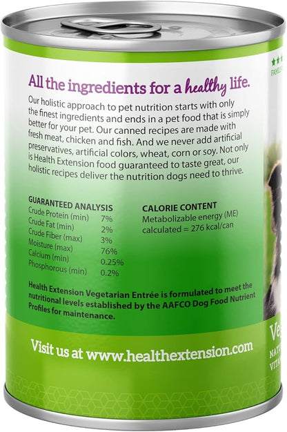 Health Extension Wet Dog Food Canned, Grain-free, Natural Food for all Puppies & Dogs with added Vitamins & Minerals, Vegetarian entree Ingredient (12.5 Oz / 362 g) (Pack of 12)