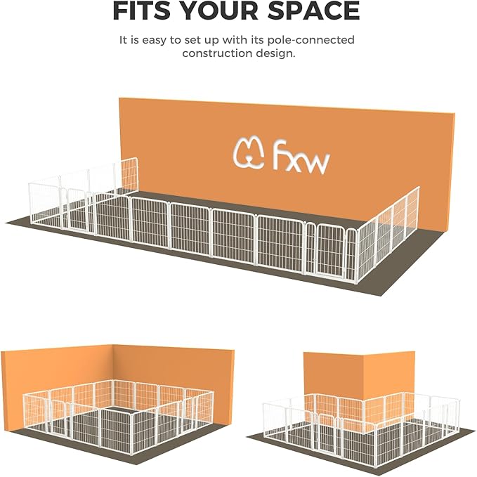 FXW Homeplus Dog Playpen Designed for Indoor Use, 24" Height for Puppy and Small Dogs, White│Patented