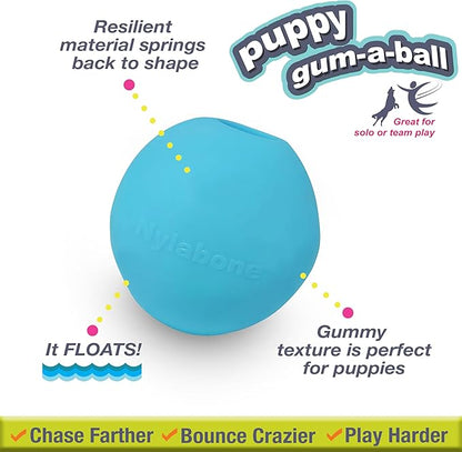 Nylabone Power Play Puppy Gum-a-Ball, Puppy Ball - Interactive Puppy Enrichment Toys - Puppy Must Haves (1 Count)