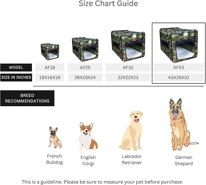 Go Pet Club 43" Soft Collapsible Dog Crate, Portable Pet Carrier, Thick Padded Pet Travel Crate for Indoor & Outdoor, Foldable Kennel Cage with Durable Mesh Windows, Forest Green Camo