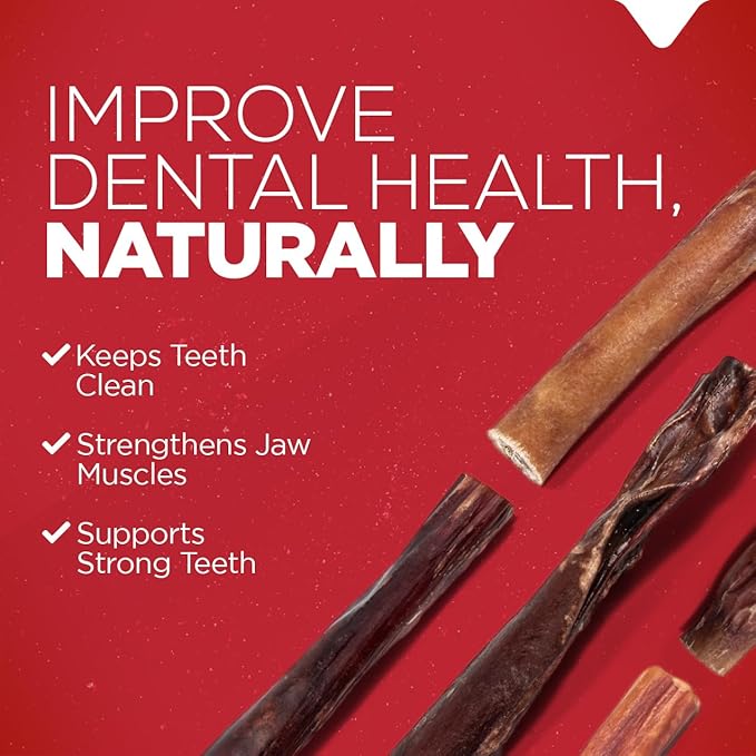 Natural Farm Power Bully Sticks Peanut Flavor Dog Chews (6”, 15-Pack), 2-in-1 Power Chews: Premium Beef Cheek Wrapped in Beef Pizzle with Enticing Peanut Butter Flavor, Double Chewing Time