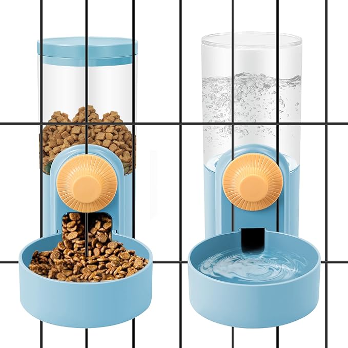 Anti-Spill Automatic Pet Food Water Dispenser, Blue, 1L, Plastic, for Ferret, Guinea Pig, Cat, Dog