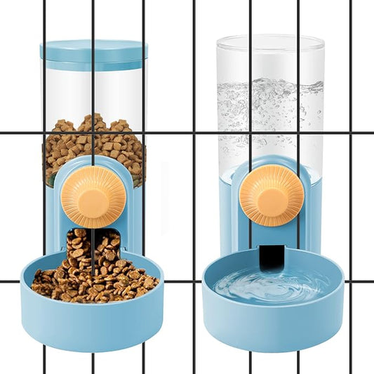 Anti-Spill Automatic Pet Food Water Dispenser, Blue, 1L, Plastic, for Ferret, Guinea Pig, Cat, Dog