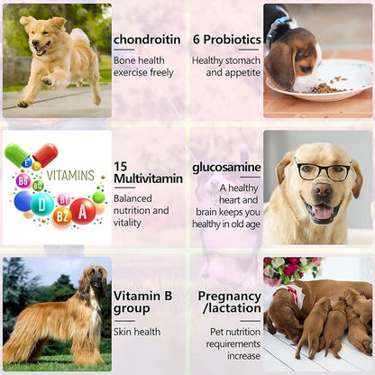Dog 15-in-1 Multivitamin Chewable, Dog Vitamins & Supplements, Pet Joint Support Health - Immunity - Mobility - Gut - Skin, Dog Vitamins with Biotin, Cranberry, Glucosamine for Dogs (150 Chews)