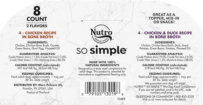 Nutro So Simple Meal Complement Wet Dog Food Chicken and Chicken & Duck Recipes in Bone Broth Variety Pack, 2 oz. Tubs, Pack of 8