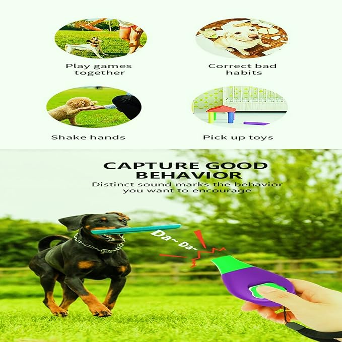 Dog Training Clicker with Wrist Strap Durable Lightweight Easy to Use, Pet Training Clicker for Cats Puppy Birds Horses. Perfect for Behavioral Training (Purple)