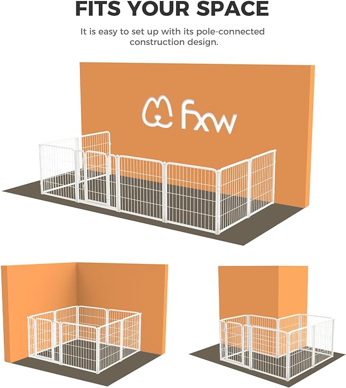FXW Homeplus Dog Playpen Designed for Indoor Use, 24" Height for Puppy and Small Dogs, White│Patented