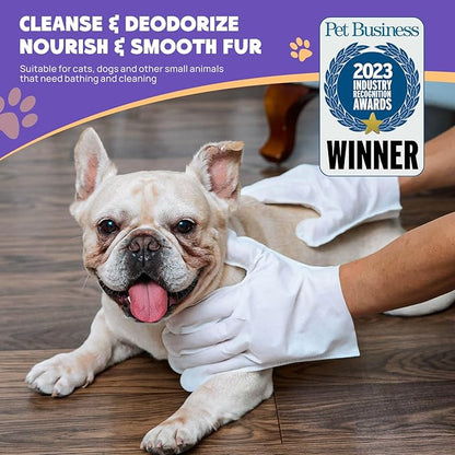 HICC PET Cleaning & Deodorizing Bathing Wipes for Dogs and Cats, Nourish Fur Coconut Oil Grooming Wipes for Dogs, Pet Cleaning Gloves Wipes for Daily Care and Traveling, Hypoallergenic