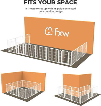 FXW Homeplus Dog Playpen Designed for Indoor Use, 24" Height for Puppy and Small Dogs, White│Patented