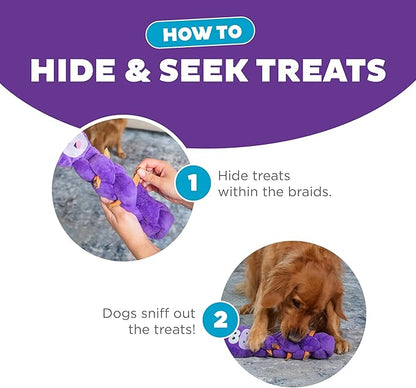 Outward Hound Nina Ottosson Twistiez Interactive Plush Dog Puzzle Dog Enrichment Toys Dog Treat Puzzle, Plush, Purple