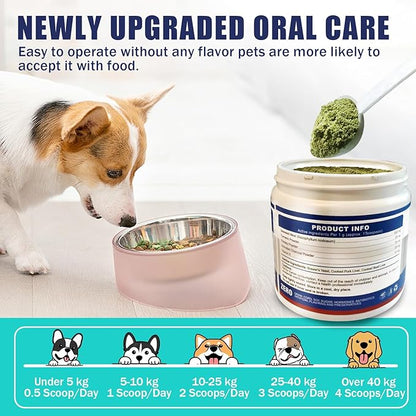 Dog Teeth Cleaning Powder,Herbal Dog Dental Powder with Breath Freshener,Plaque Remover for Teeth Dog Targets Tartar & Bad Breath,Healthy Mouth for Dogs