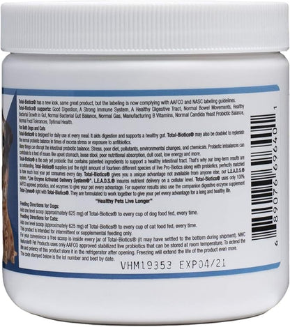 Twin Pack - Probiotics and Digestive Enzymes for dogs and cats one Total-Zymes and one Total-Biotics 8-Ounce
