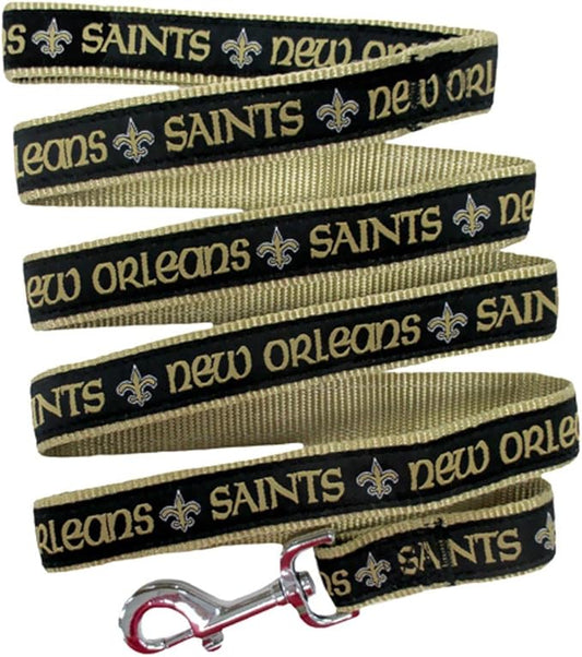 NFL PET Leash, Medium, New Orleans Saints Dog Leash, Football Team Leash for Dogs & Cats. A Shiny & Colorful Dog & Cat Leash with Embroidered Team Name/Logo Licensed by the NFL