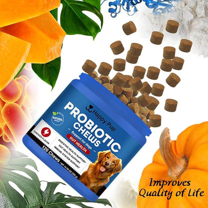 Probiotics for Dogs – Natural Digestion & Health Supplement, Support Gut Health, Nutrient Absorption, Diarrhea, Digestive Health, No Artificial Ingredients 120 Soft Chews Chicken