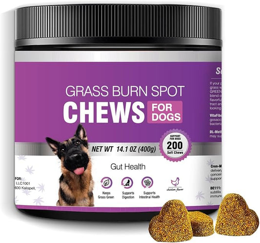 Grass Burn Spot Chews for Dogs Dog Pee Grass Neutralizer 200 Green Grass Dog Chews Dog Pee Lawn Spot Saver for Grass Burn Spots Dog Urine Neutralizer for Lawns with Probiotics Digestive Enzymes