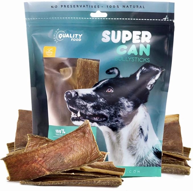SUPER CAN BULLYSTICKS Supercan 6" Beef Gullet Strips for Dogs 100% Natural Beef Sticks for Dogs | All Natural Dental Treats for Dogs Healthy Hips and Joints, Softer Than Bully Sticks