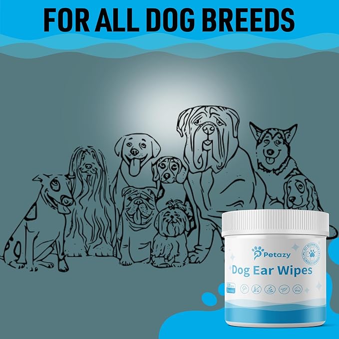 Dog Ear Wipes for Dog | Unscented Dog Ear Cleaner for Dogs | Remove Dirt Wax Itch Odor | Natural Cleaning Puppy Ear Wipes | Soothing Ear Wipes for Pets Cat | Organic Ingredients | 125 XL Pcs