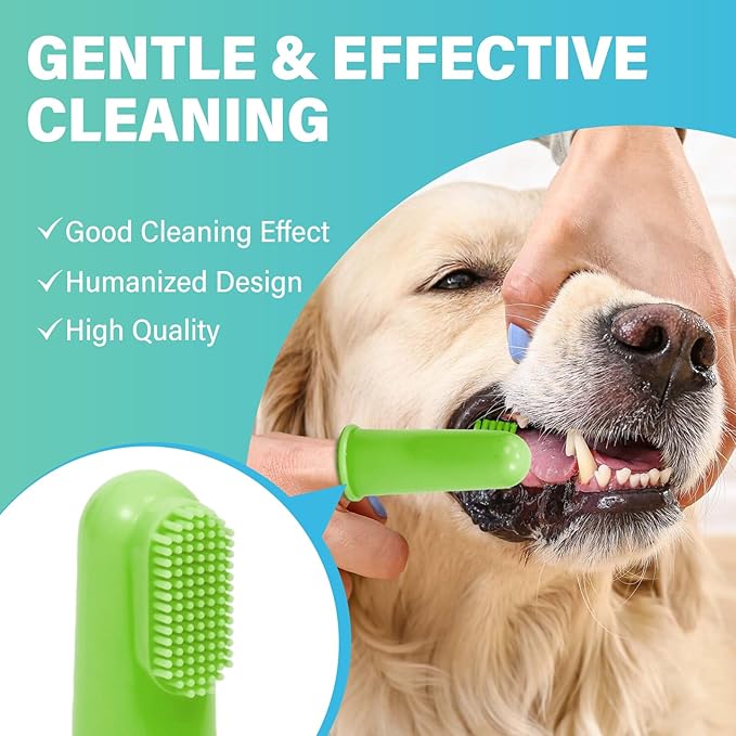 SCOBUTY 4 Pack Dog Toothbrush, 360º Dog Tooth Brushing Kit, Dual Sided Cat Toothbrushs with Micro Brush Head, Dog Teeth Cleaning, Dog Finger Toothbrush,for Small & Large Pets