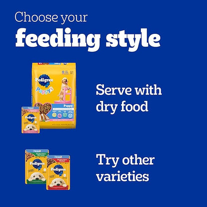 Pedigree Puppy Soft Wet Dog Food 18-Count Variety Pack, 3.5 oz Pouches (Pack of 2)