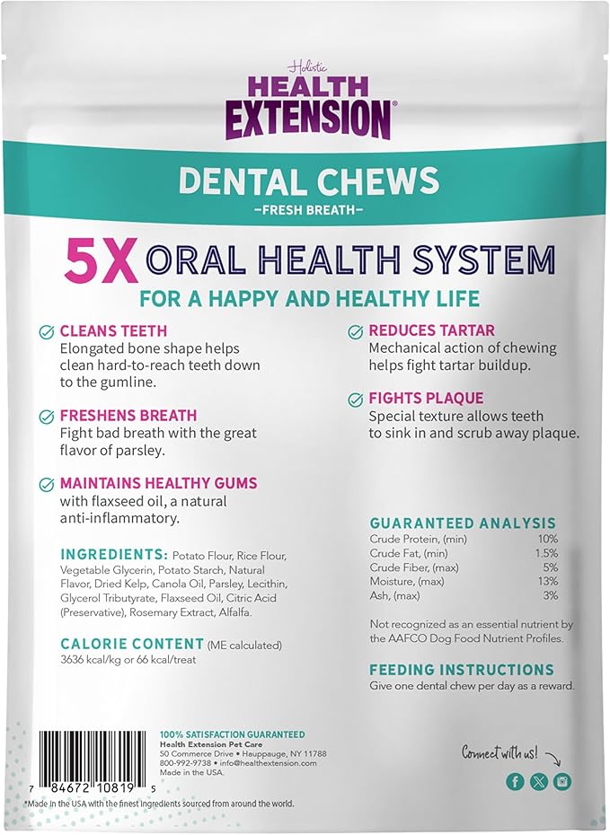 Health Extension Dog Chew Bone Treats, Puppy Training Treat, Medium Sticks for Dental Teeth Cleaning & Breath Freshener, Medium (Pack of 8)