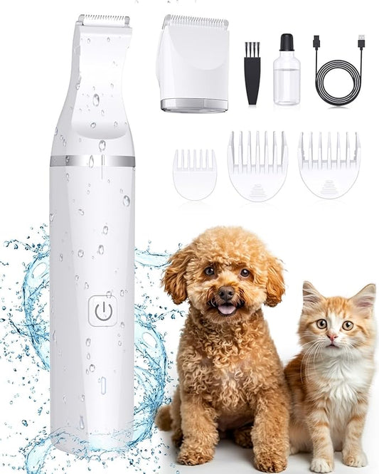 oneisall Dog Clippers for Grooming, Cordless Dog Paw Trimmers with Double Blades, Low Noise Dog Clippers for Trimming Hair Around Paws, Eyes, Ears, Face, Rump