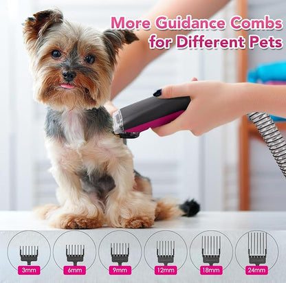7 in 1 Pet Grooming Vacuum Kits, Dog Hair Remover Grooming with Clippers Nail Trimmer Grinder & Brush for Shedding, Low Noise Suction 99% Pet Hair with 7 Pet Grooming Tools & Storage Bag