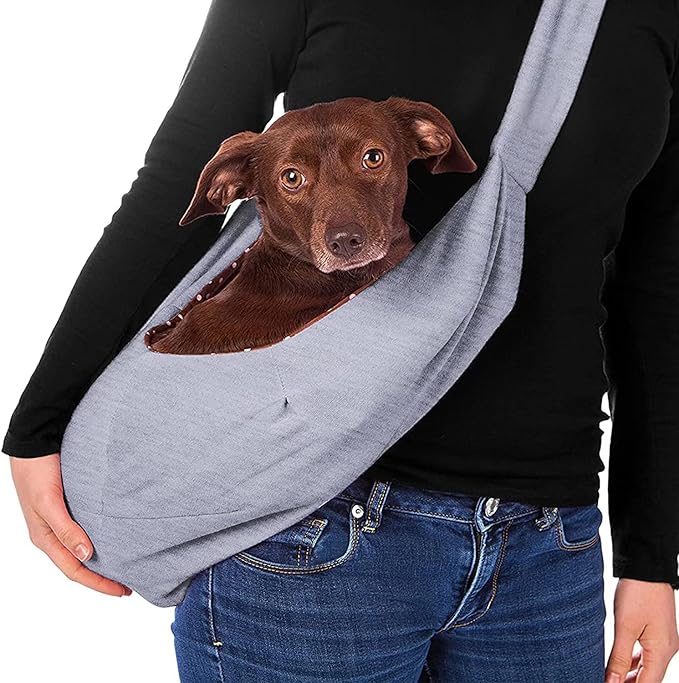 Small Dog Cat Sling Carrier,Hands Free Reversible Pet Carriers Bag,Pet Carrier Shoulder Crossbody Pet Slings Suitable for Puppy, Small Dogs, and Cats for Outdoor Travel (Grey)