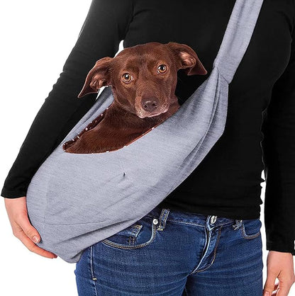 Small Dog Cat Sling Carrier,Hands Free Reversible Pet Carriers Bag,Pet Carrier Shoulder Crossbody Pet Slings Suitable for Puppy, Small Dogs, and Cats for Outdoor Travel (Grey)