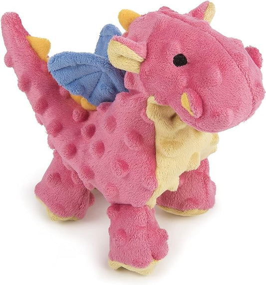 goDog Bubble Plush Dragons Squeaky Dog Toy, Chew Guard Technology - Coral, Small