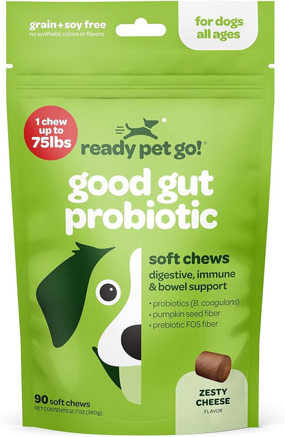 Probiotic Chews for Dogs Gut Health | Tasty Pro and Prebiotics for Dogs Digestive Health Immunity Itchy Skin & Seasonal Allergy Support with Pumpkin Dog Probiotics and Digestive Enzymes | 90 Chews