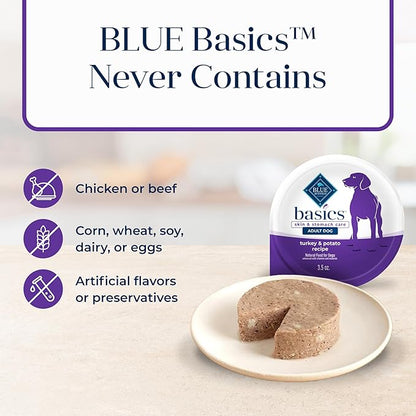 Blue Buffalo Basics Grain-Free Wet Dog Food for Small Breed Adult Dogs, Limited Ingredient Diet, Turkey Recipe, 3.5-oz. Cup
